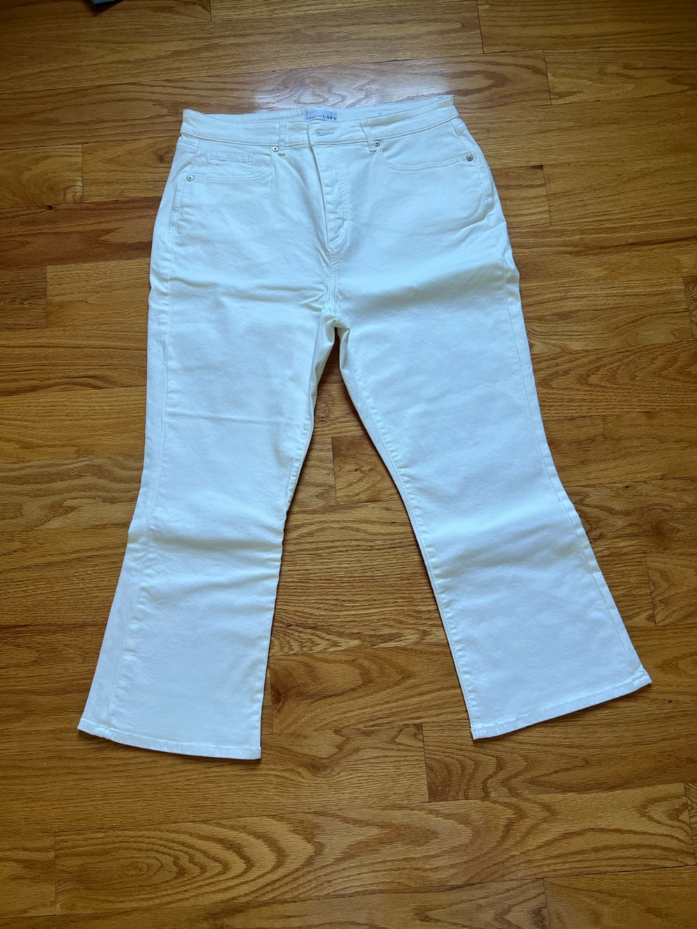 Loft Kick Crop White Flared Jeans